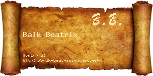 Balk Beatrix névjegykártya